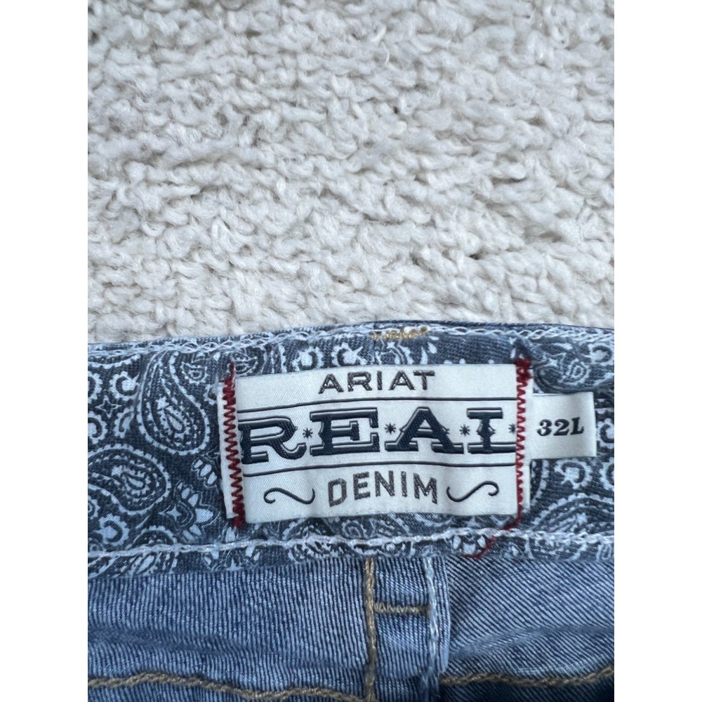 Ariat Real Denim Jeans Womens 32 L Blue Low Rise Dark Rodeo Cowboy - Picture 7 of 12